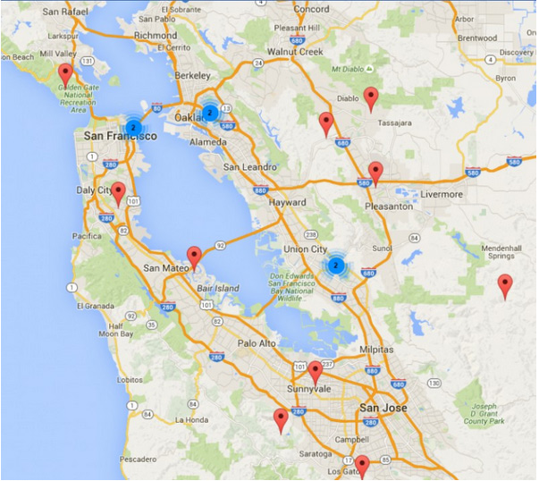 Map of Business Analyst / Business Systems Analyst Jobs in Silicon Valley