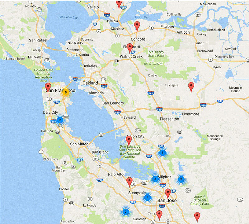 Map of DevOps Engineer Jobs in Silicon Valley